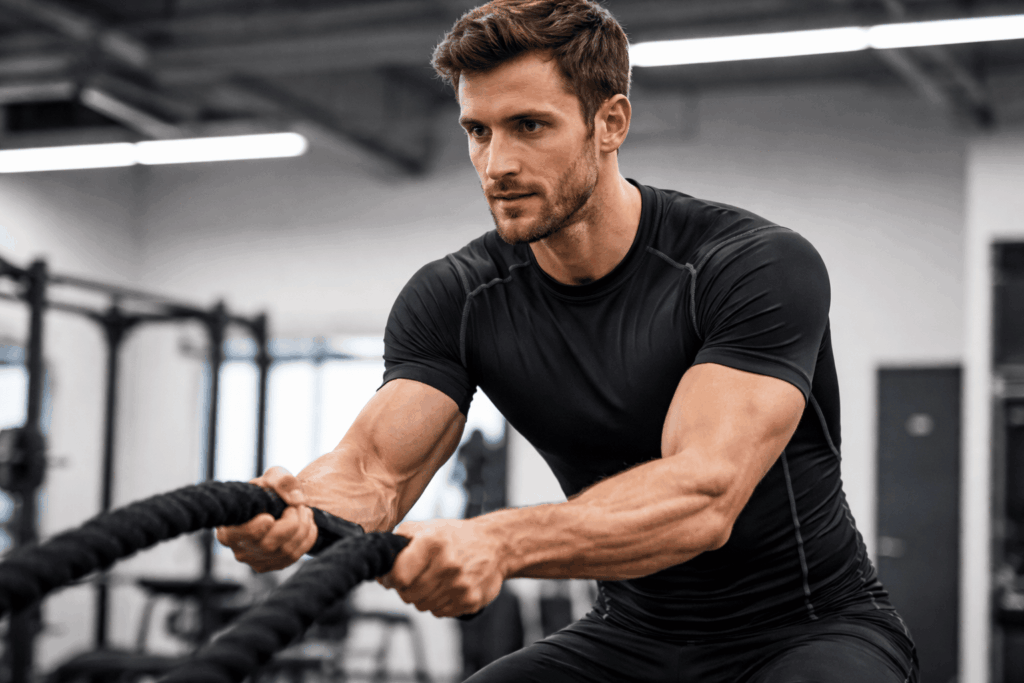 an athlete wearing compression shirts for training