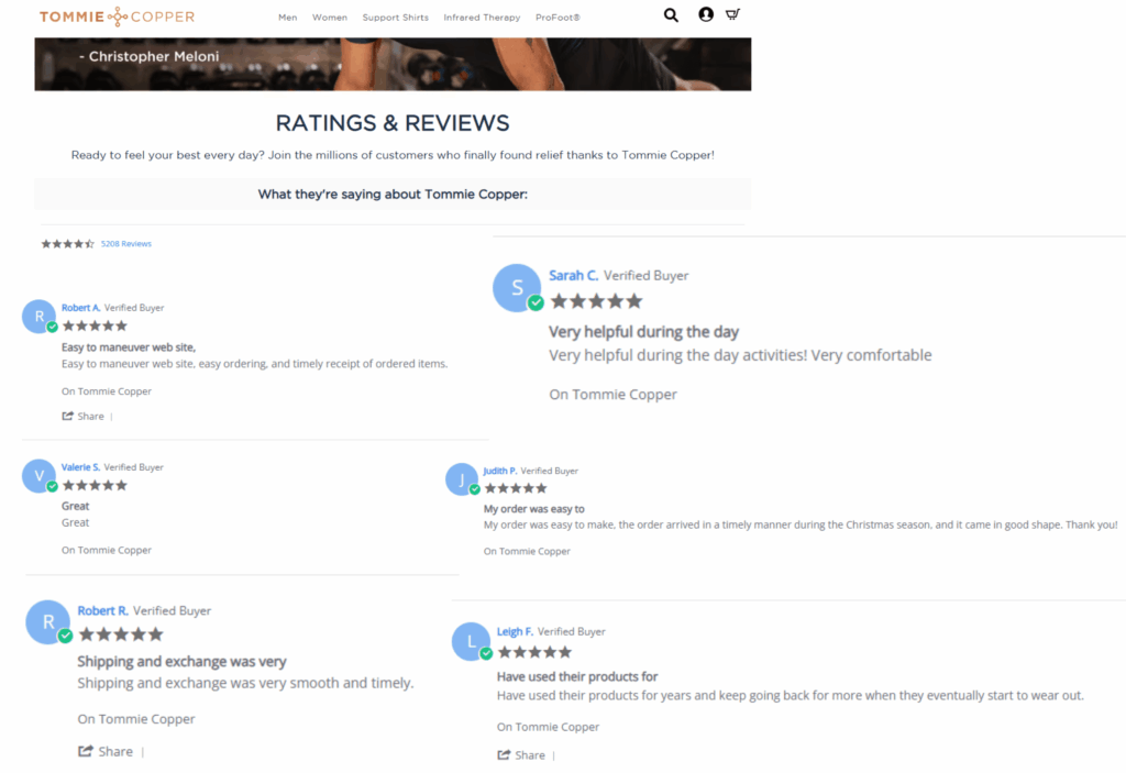 customer reviews on tommie copper