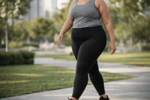 a fit woman wearing compression leggings